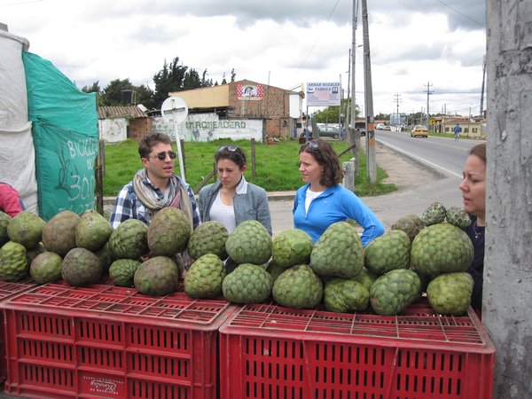Taste testing/purchasing exotic fruits on the side of the road