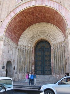 The ladies at door of New Cathedral