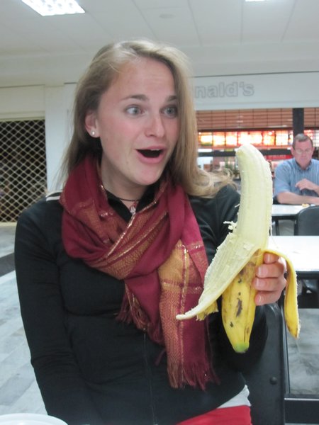 Unnaturally enormous bananas at the airport