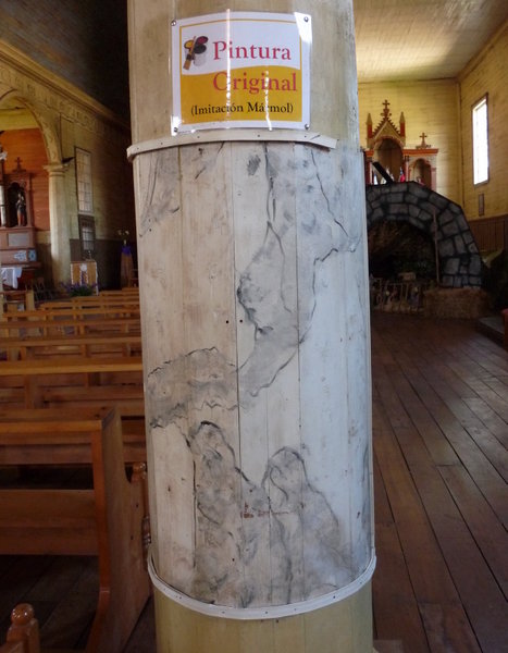 Chonchi church - originally the pilars were painted to look like marble