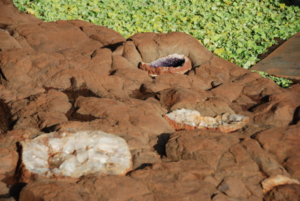 geodes embedded in the basalt