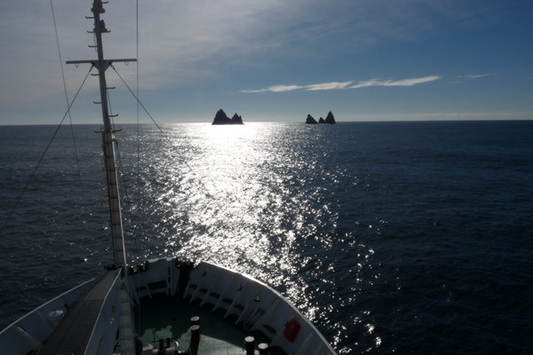 approaching Shag Rocks early in the morning