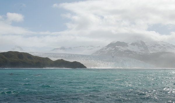 sailing further along the coast past glaciers and ....