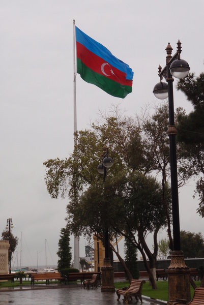 and a flag - they all proudly fly the Azerbaijan flag