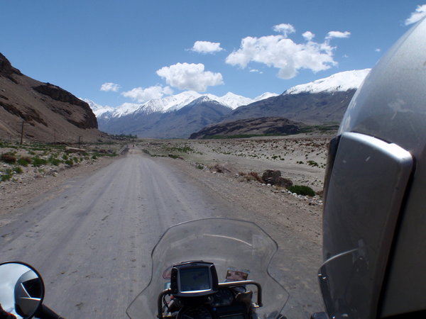 heading east with The Pamirs to our left and the Hindu Kush to the right