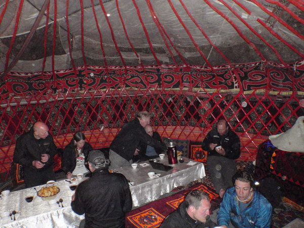 relaxing in our yurt