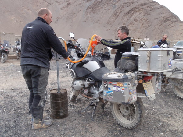 filling up with petrol ready for another day on the plateau tomorrow
