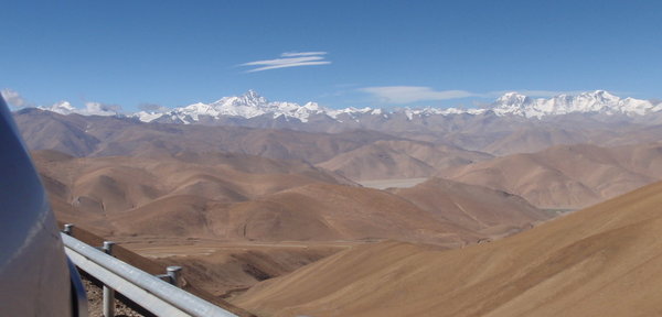 the view from Pang-la (5200m) with 4 of the 6 highest mountains in the world