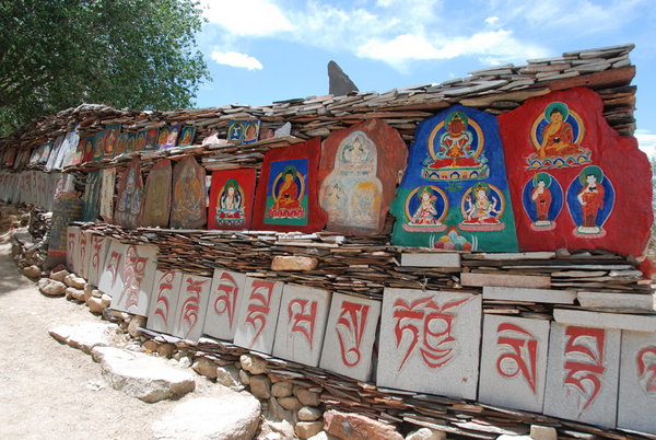 Mani Stones along the path from Drepung to Nechung Monastery