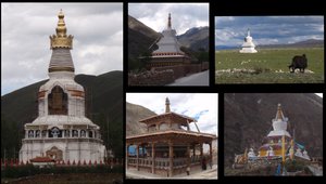 stupas of all shapes and sizes line the route