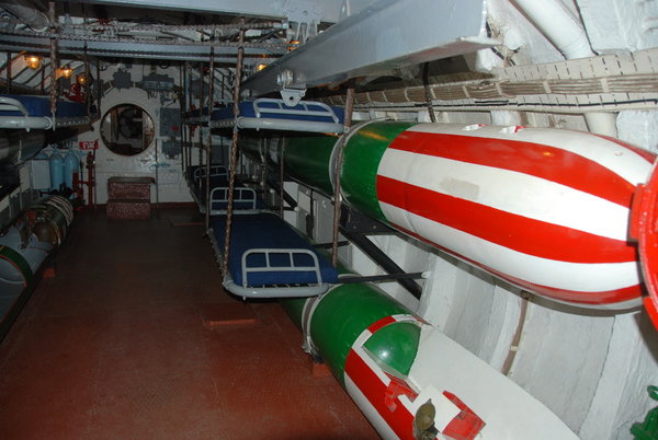 bunk beds right alongside the torpedos