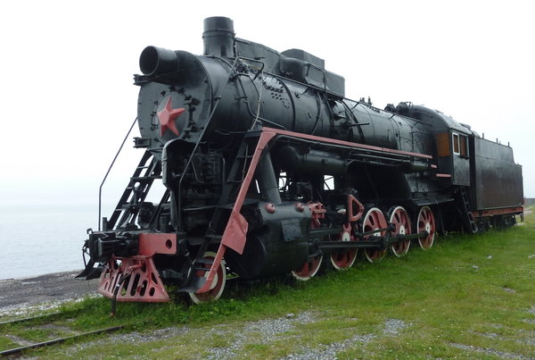 an old steam loco at Port Baikal station