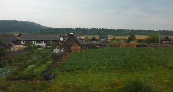 typical village with potato patch garden