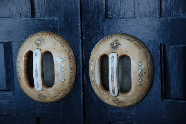 Beautiful Sami door handles on Kiruna's Town Hall