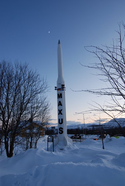 A Maxus rocket as launched from Esrange Space Station