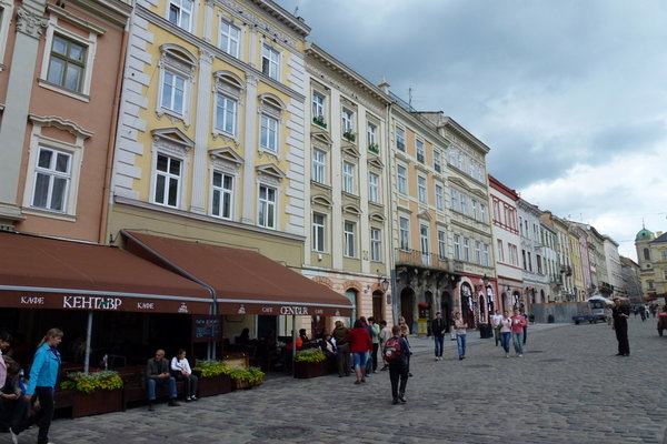 posh houses on Lviv's main square