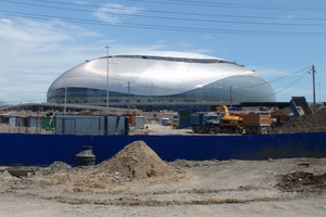 Olympic stadium under construction at Alder