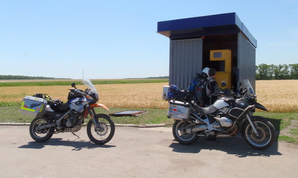 filling up at a rural petrol station