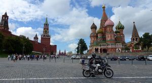 riding past St Basil's & The Kremlin