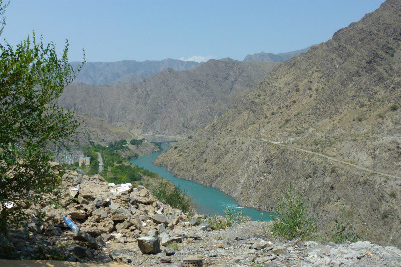 the Naryn River below the dam