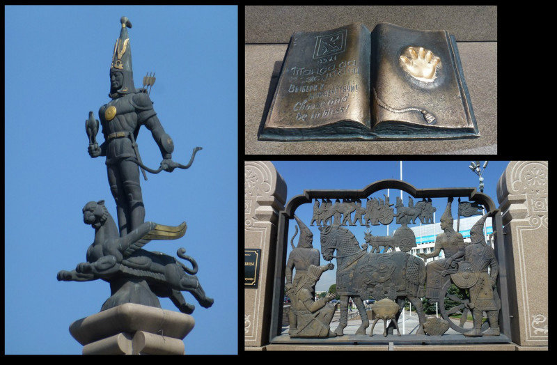  ...and surrounded by reliefs depicting Kazakhstan's history.