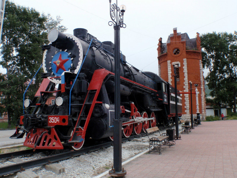 steam locomotive L number 3504 in Slyudyanka