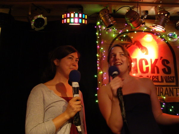 Cassie and I trying to sing the worst karaoke song ever . . 