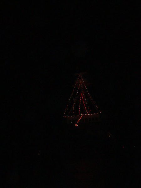 Christmas lights on the tug boat