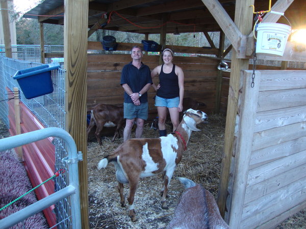 Eric and I after cleaning out the goat pens
