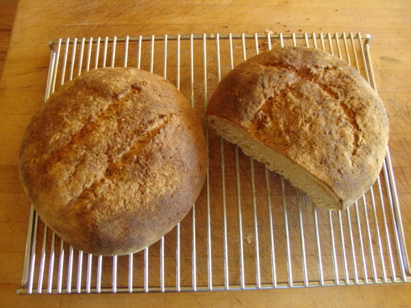 My first batch of bread made with a long-labored-over sourdough starter! woohoo!