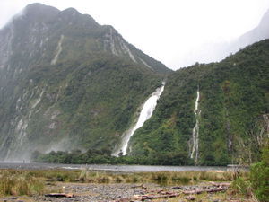 Waterfalls at Milford Sound