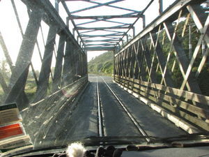 Note the train tracks on this single lane Bridge