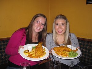 Lizzie and I with our fish 'n chips