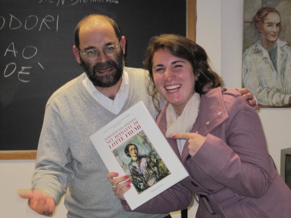 Elyse and our Italian professor, Paolo...he gave her a book about art history!