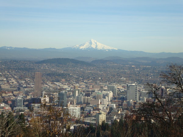 view of Mt. Hood and Portland
