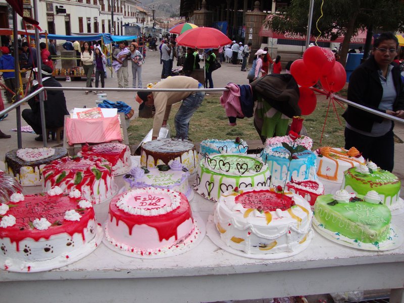 cakes for sale at Cuzco market