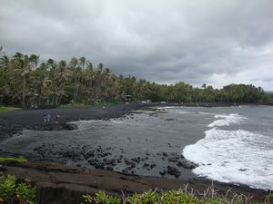 Punaluu's black sand beach