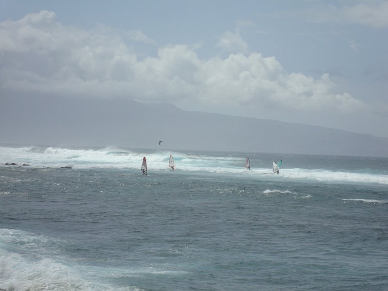 windsurfers at Ho'okipa Beach