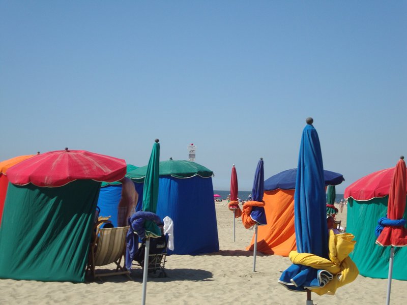 colorful beach huts at Deauville