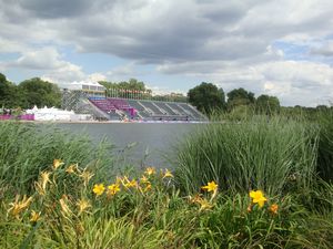 view of the Triathalon site on the Serpentine