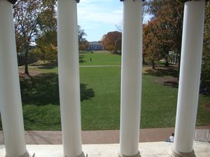 view of the lawn from top of the Rotunda