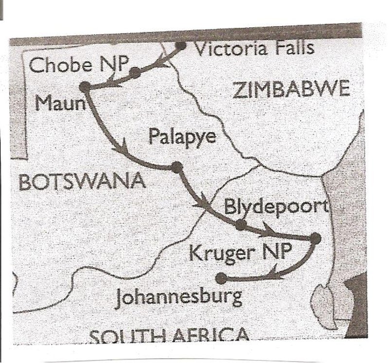 Vic Falls to Jo'burg Overland Safari (map)