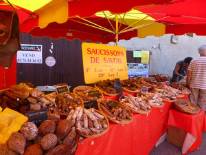 stand of local sausages