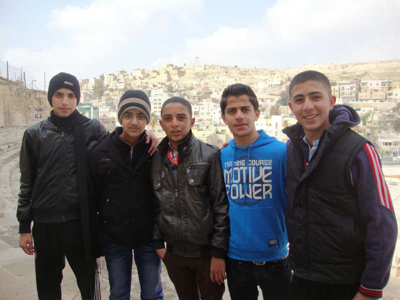 Amman: boys at Roman amphitheater