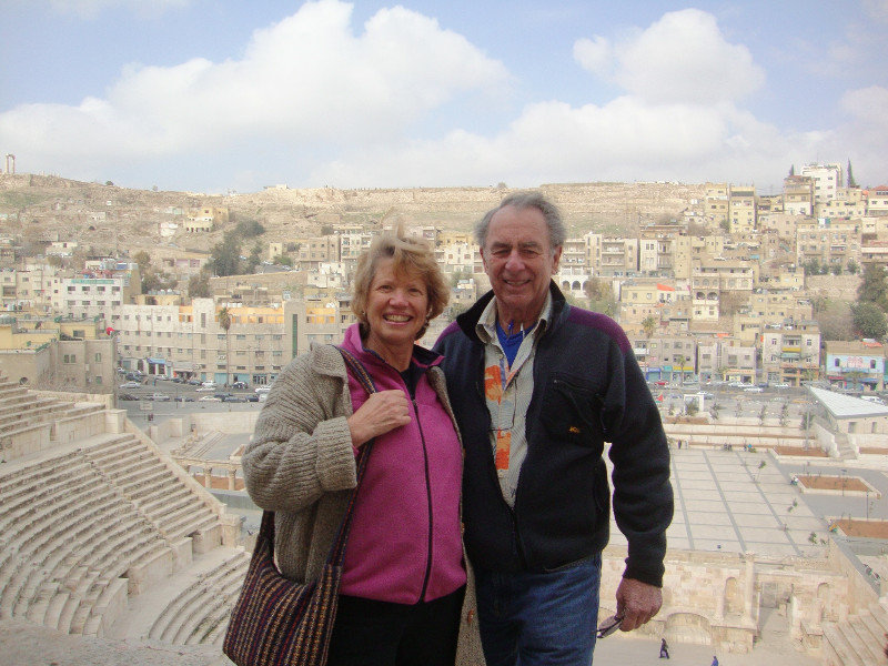 Amman: Hilary + Tom at Roman Amphitheater