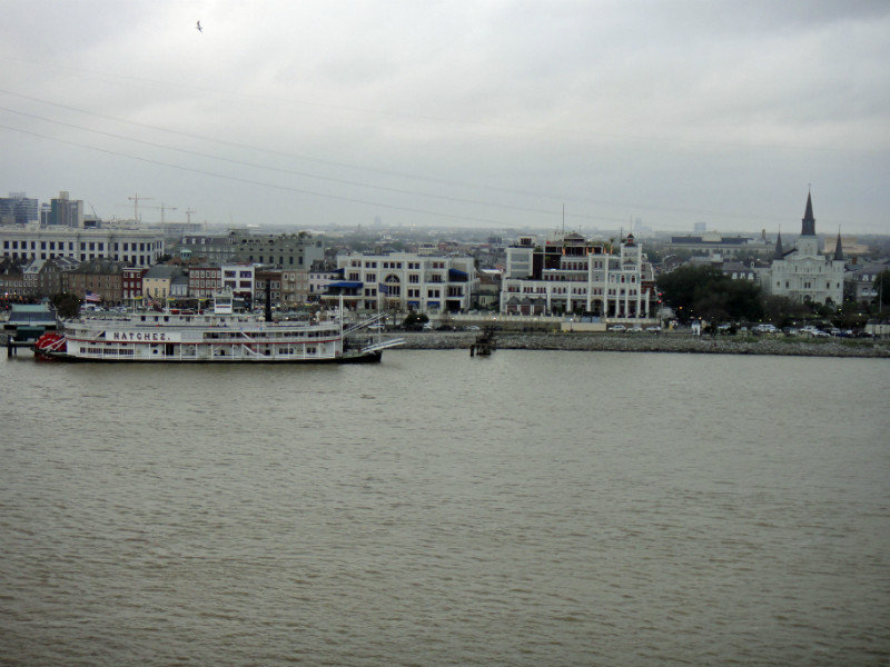 The Natchez Riverboat moored near the french Quarter