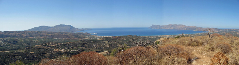 Polyrennia view to north and the Bay of Kissamos