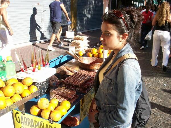 Rashmee at a market in San Telmo