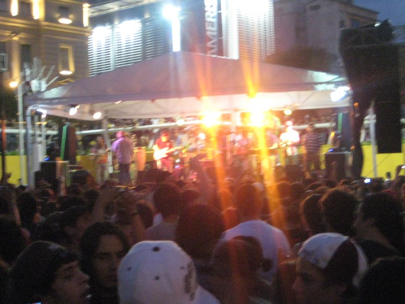 concert at a downtown plaza