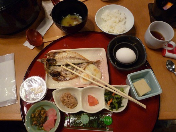 Typical Japanese breakfast tray - don’t know what most things are